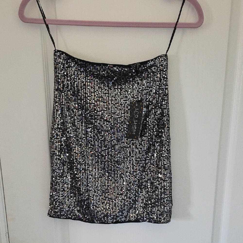 Urban Heritage Black and Silver Sequin Mini Skirt